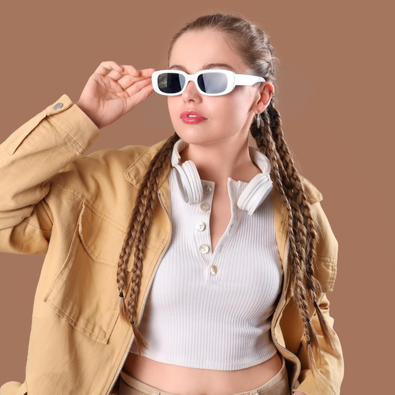 10/20 Pack Retro Kleine Rechteck Sonnenbrille für Damen Herren 90er Vintage Trendy Aesthetic Y2K Schmale Quadratische Gläser