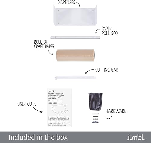 Miniatura 5 de Jumbl Dispensador de papel kraft montado en la pared de 12 pulgadas Rollo de papel colgante con cortador para cocina, sala de bricolaje, oficina,