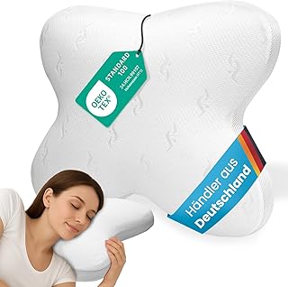 ELONEO Nackenstützkissen, Visko Schlafkissen in Schmetterlingsform, Nackenkissen Kopfkissen ideal für Bauchschläferkissen, Seitenschläfer & Seitenkippschläfer