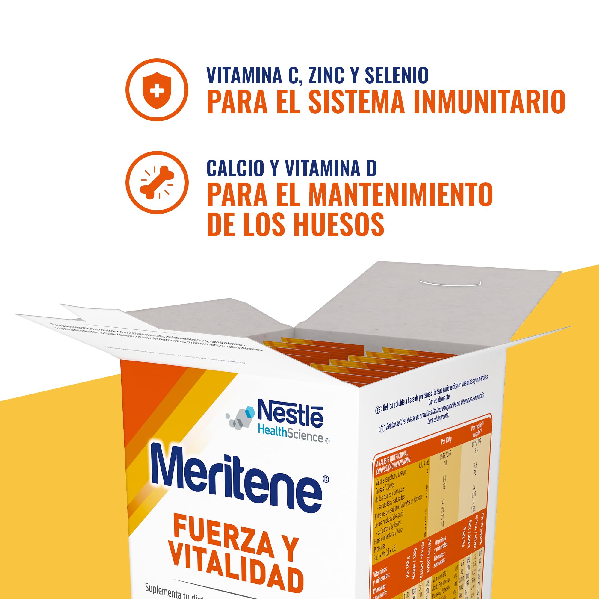 Meritene | Fuerza y Vitalidad |Sabor Neutro | Fuerza para tus Músculos, Vitalidad para ti | Solución Nutricional para Adultos con Proteínas, Vitaminas y Minerales| 7 Sobres | 350 gr (Paquete de 4)