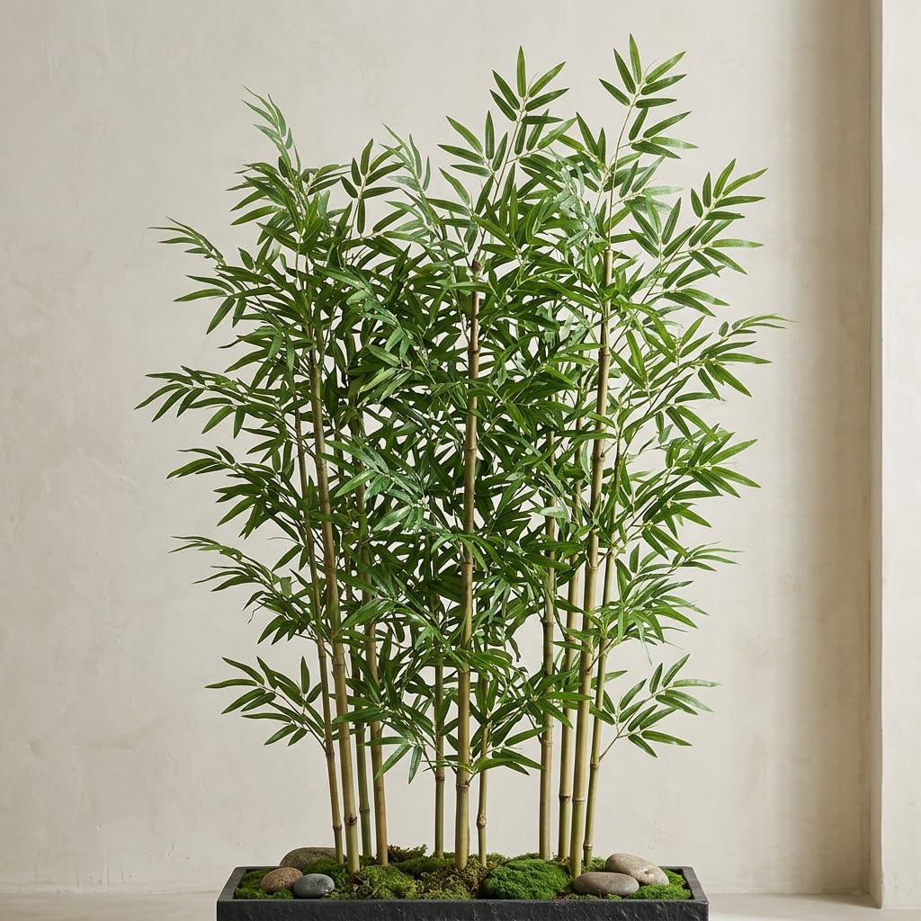 Bambou artificiel brise-vue 200cm avec vraies tiges et feuillage laminé pack de 10