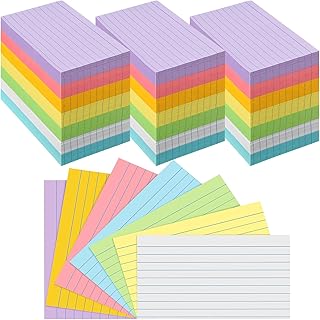 2100 Pcs Ruled Index Cards Assorted Color Note Cards 3 x 5 Inch Colored Flashcards School Supplies Notecards Lined Flash C...