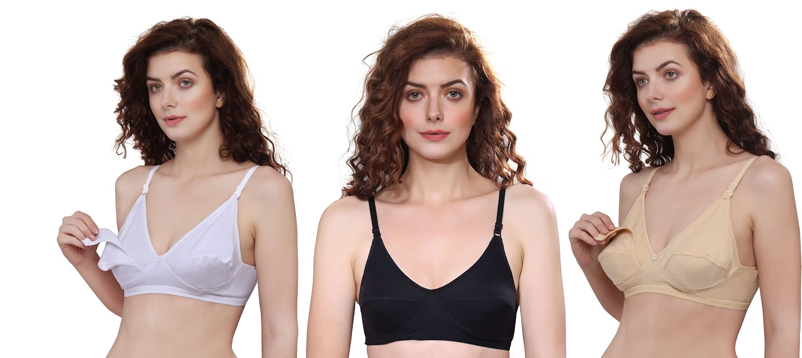 Women's Cotton Non Padded Non-Wired Maternity Bra/Feeding Bra (Pack of 3)-image-46
