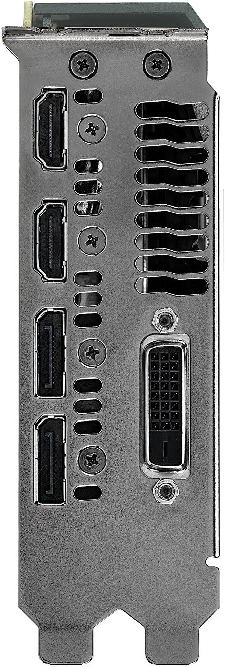 Zadní view of the ASUS GeForce GTX 1070 TI graphics card showing its display output ports.