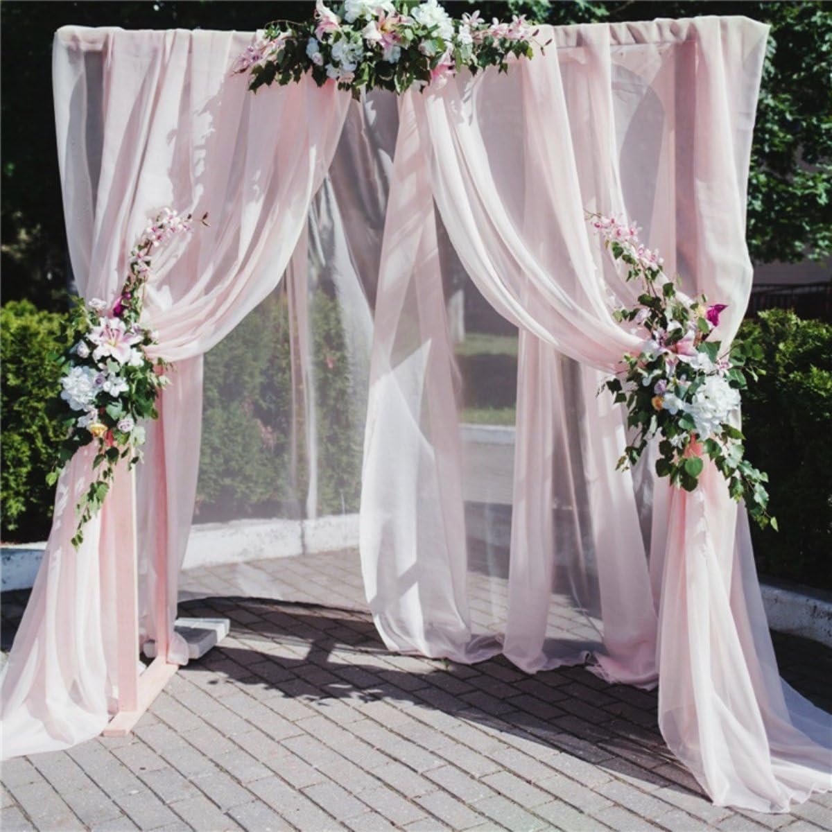 Chiffon-Vorhänge für Hochzeiten, romantische Brautbogen-Vorhänge aus 100D leichtem Stoff, dekorativer Hintergrund für Partydekoration und Hochzeitsort (Hellrosa, 1,5 x 3 m, 2 Stück)