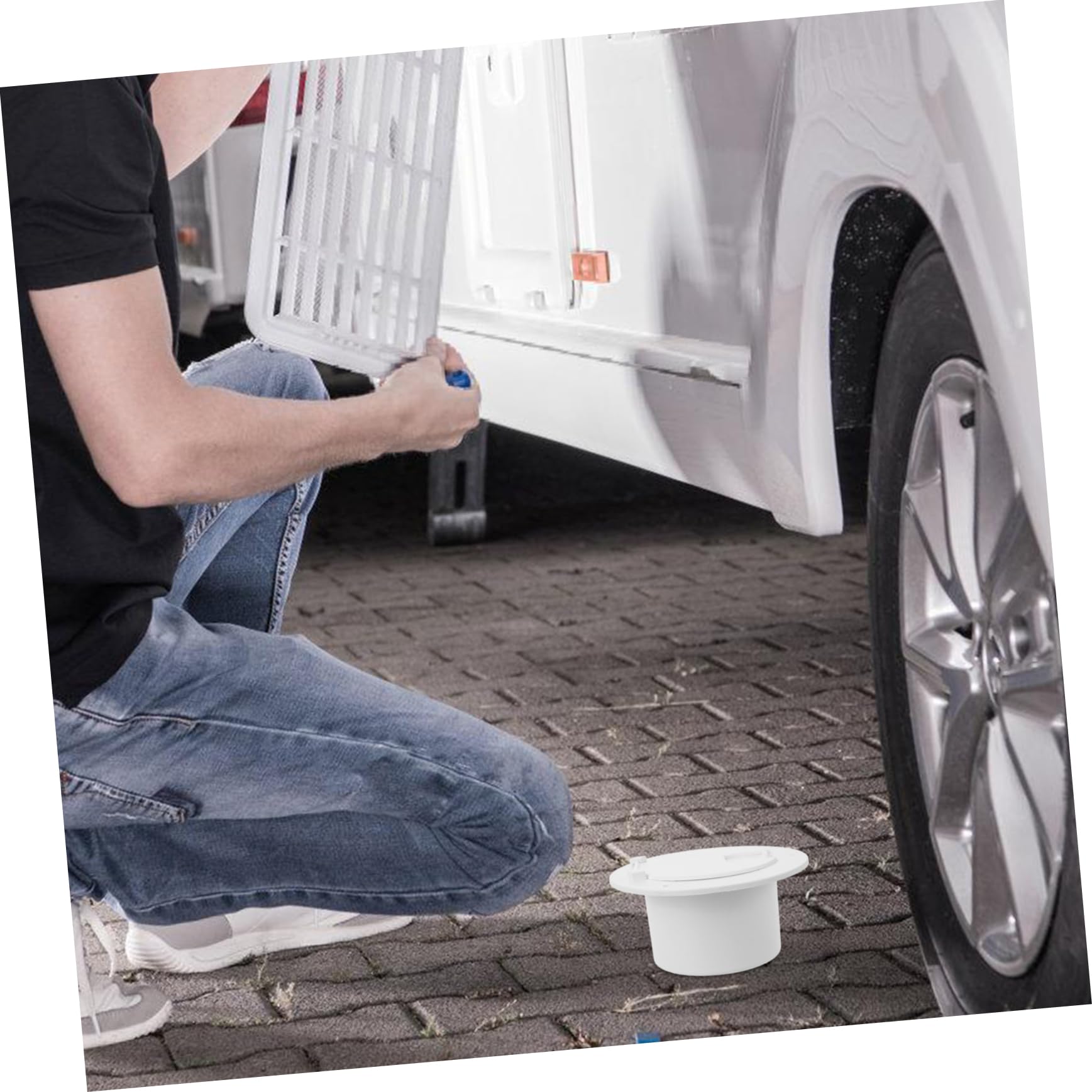 ULTECHNOVO 2 Pièces Boîte de Rangement en Fil Trappe de câble de RV Trappe de Camping-Car Passe-câble électrique Abdos Blanche