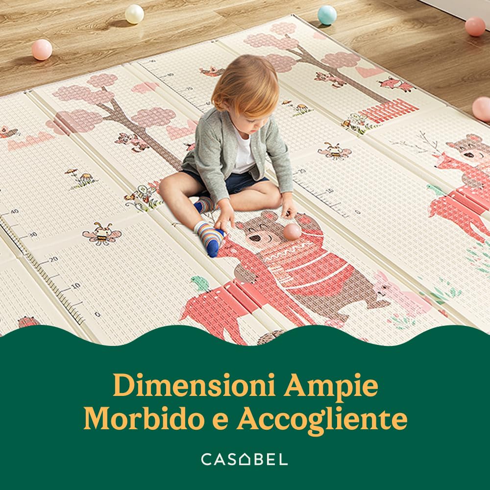 CASABEL tappeto gioco per bambini, morbido, 180x150cm, motivo elefante