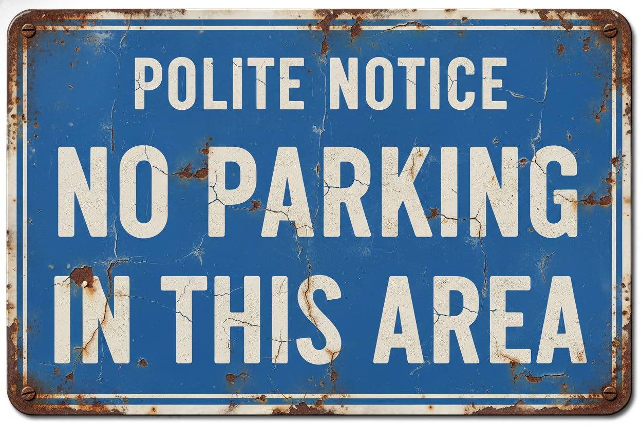 Wall Decor Polite Notice No Parking In This Area - General Sign Metal Sign 8x12Inch Clear Signage For S, Fences Vintage Signs Aluminum Plates Printed