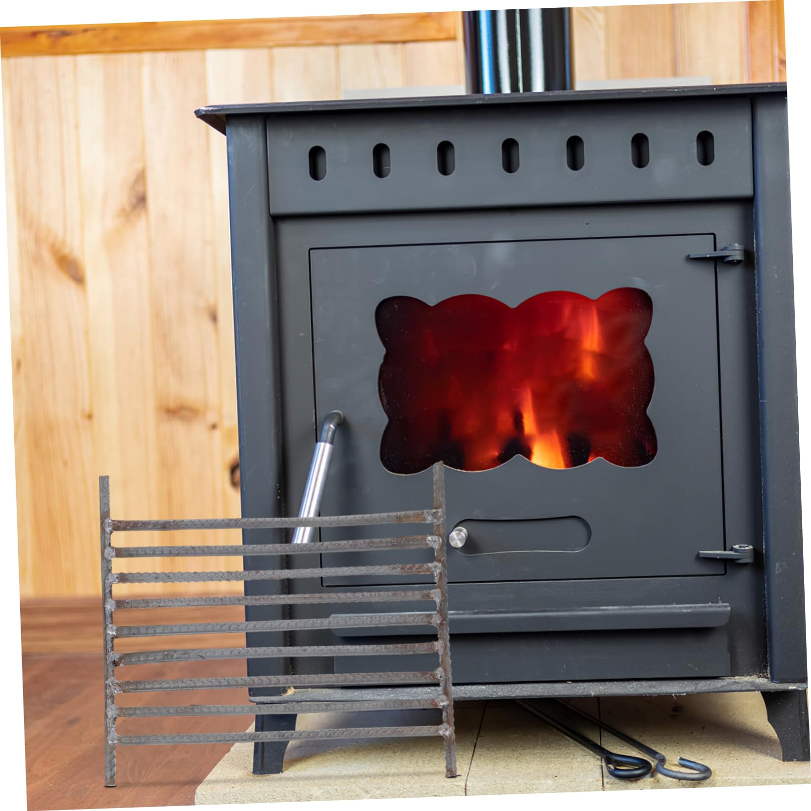 Supvox Grillrost Rechteckig aus Stahl Grillrost für Feuerstelle Hitzebeständig und Robust für Innen und Außenbereich für Kamin und Holzofen
