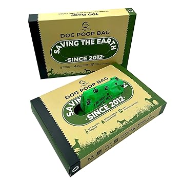 Goofy Tails Dog Poop Bags (200 Bags) | Biodegradable and Compostable | Leak Proof Eco - Friendly Pet Waste Disposable Bags (Green) (33cm x 23cm) (Pack of 2)