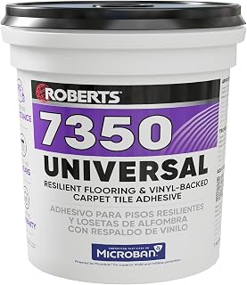 Roberts 7350 Resilient Flooring Adhesive 1 Gal - For LVT LVP VCT Carpet Tile, Microban Protected, High Bond Strength