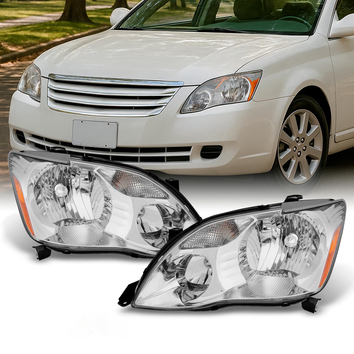 AKKON - For 2005 2006 2007 Toyota Avalon Driver Left + Passenger Right Side Halogen Type Headlights Pair Sets