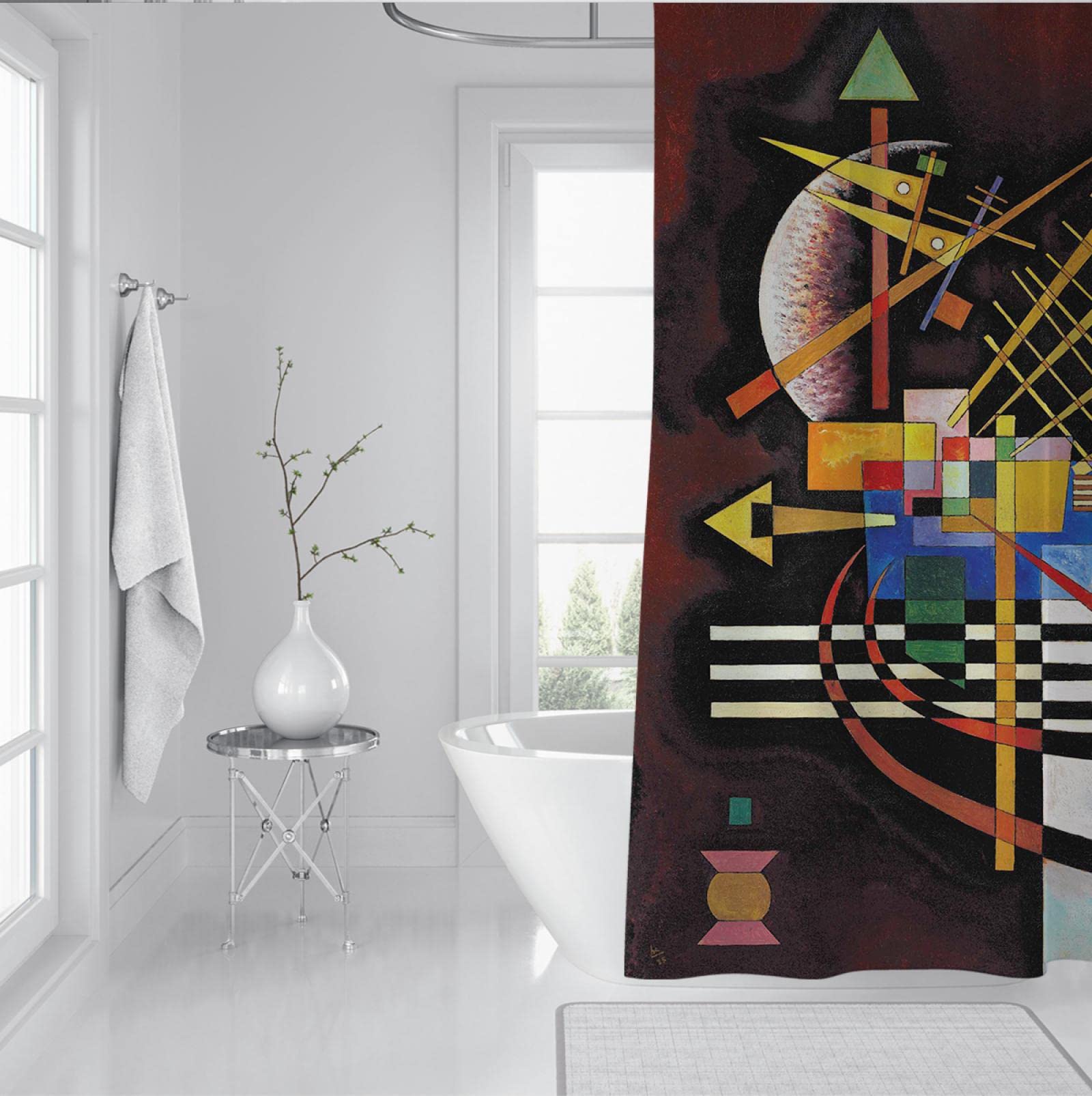 Kandinsky zasłony prysznicowe nowoczesny abstrakcyjny kreatywny wzór zasłona prysznicowa ochrona prywatności zasłona prysznicowa zestaw z 12 haczykami 244 x 200 cm