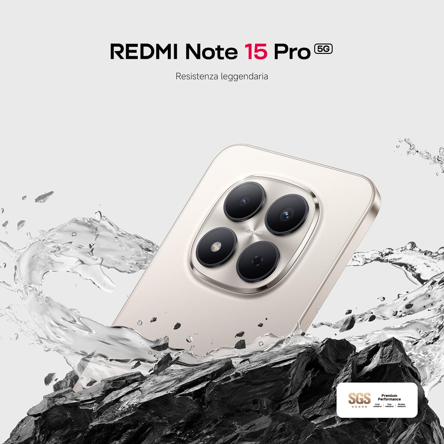 XIAOMI Redmi Note 15 Pro 5G, Smartphone 12+512GB, Batteria massiccia da 6580 mAh, IP66/IP68, Nuova fotocamera 200 MP, Display AMOLED da 6,83", Titanio, Garanzia 2 anni, Caricatore non incluso