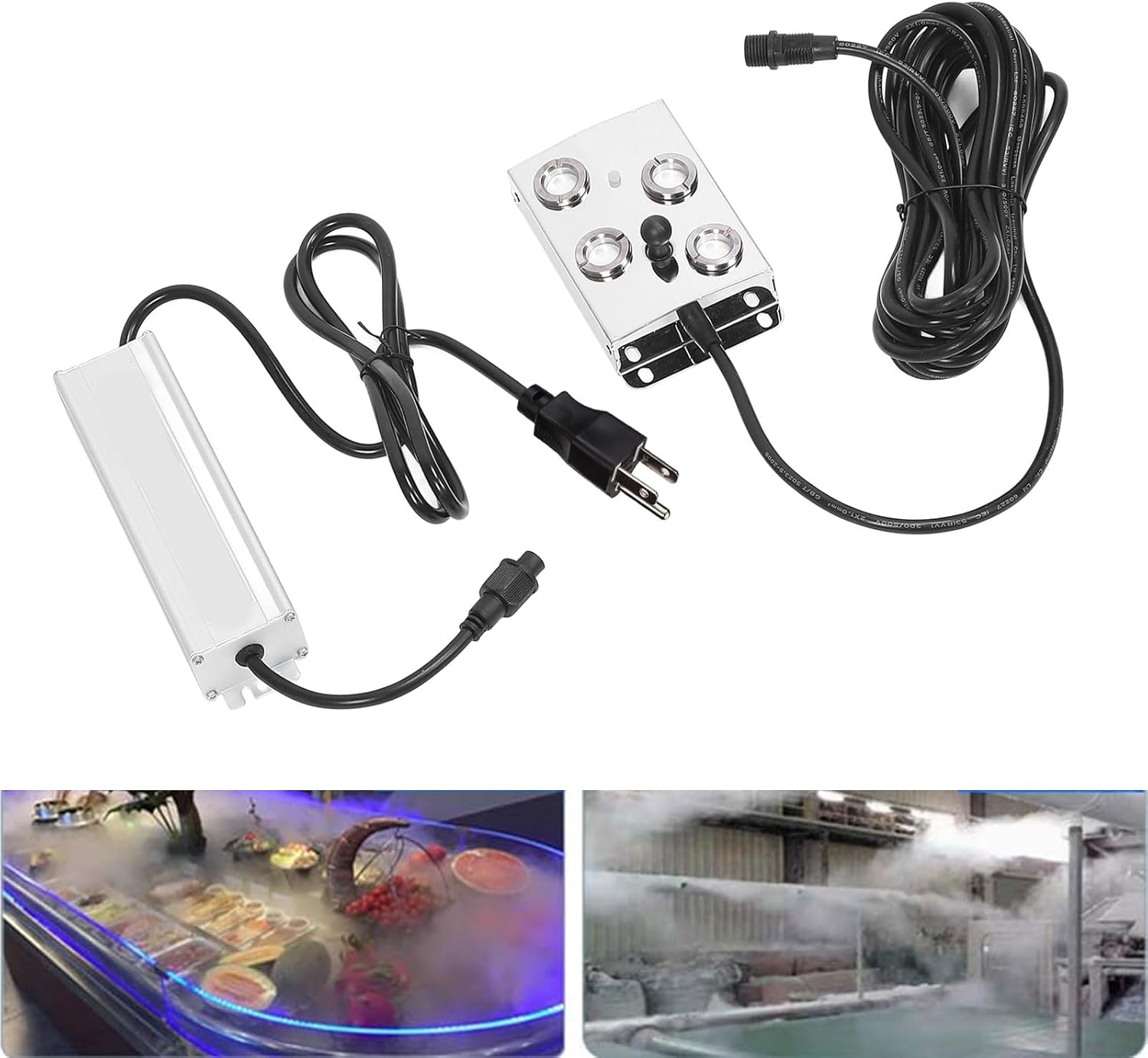 Ultrasonic Mist Maker Fogger 4 Cores 3000mlh IP67 Stainless Steel Humidifier for Ponds Greenhouses Indoor Outdoor Landscaping