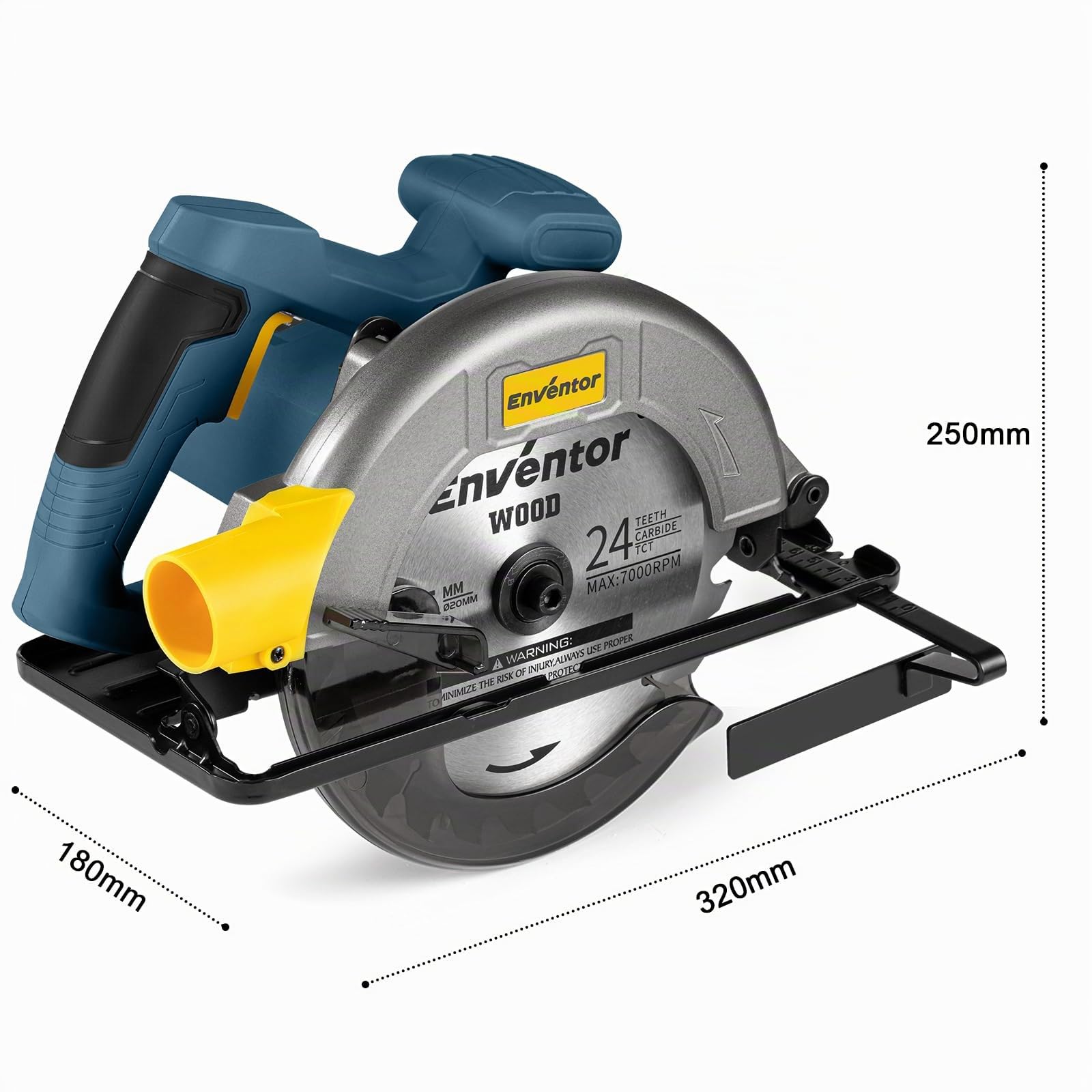 Enventor 1400W Sierra Circular, Hoja de Sierra 185mm(24T) | Sierra Circular de Mano 6000RPM, Profundidad de Corte 62mm(90°), 48mm(45°), Motor de Cobre Puro, Ideal para Cortar Madera