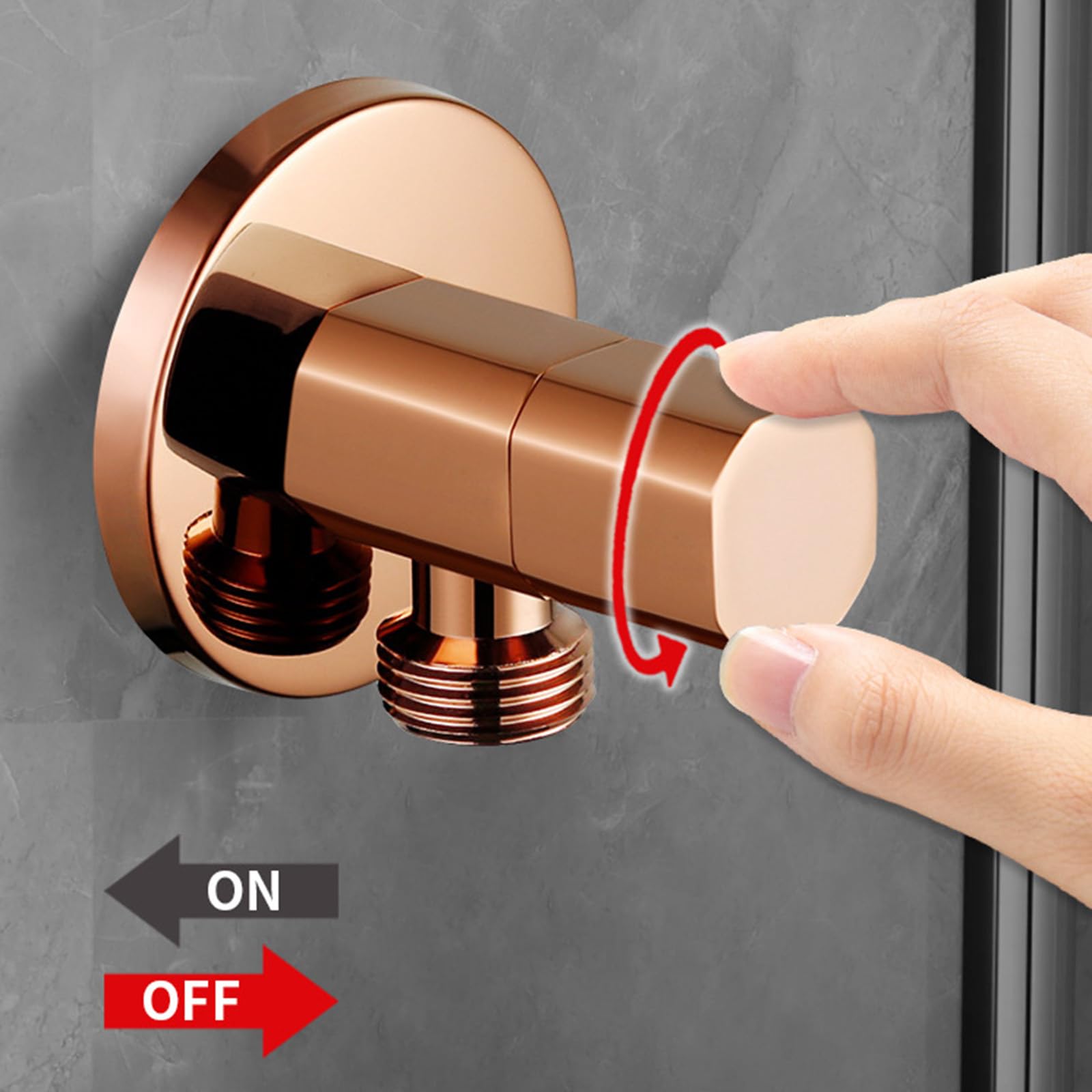 Llave de Escuadra 1/2 de Latón con Núcleo Cerámico Válvula Angular Caliente y Frío de Pared para Baño, Cocina,Oro Rosa