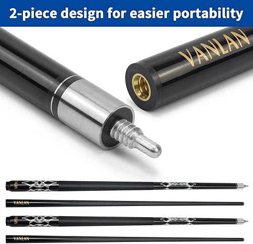 Miniatura 2 de Tacos de billar profesionales duraderos de carbono de 58 pulgadas para cabeza pequeña, accesorios de billar (negro)