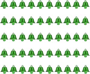 PATIKIL Mini Bastelglocken 50Stk - 0.9cm Metall Glöckchen Gelb Für DIY, Weihnachten, Hochzeit