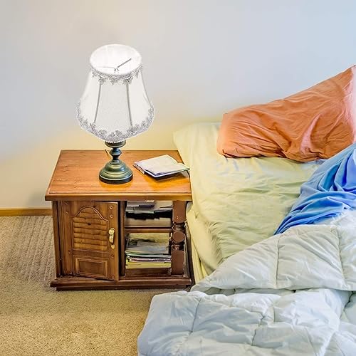 Miniatura 7 de Uonlytech Pantalla de lámpara de tela plateada con clip de arpillera pequeña, pantalla de lino para mesa, lámpara de pared, sala de estar,