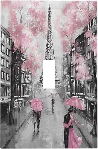París Street Torre Eiffel Rosa Floral Interruptor Cubierta de Interruptor de Interruptor de Interruptor de Interruptor de Interruptor de Interruptor