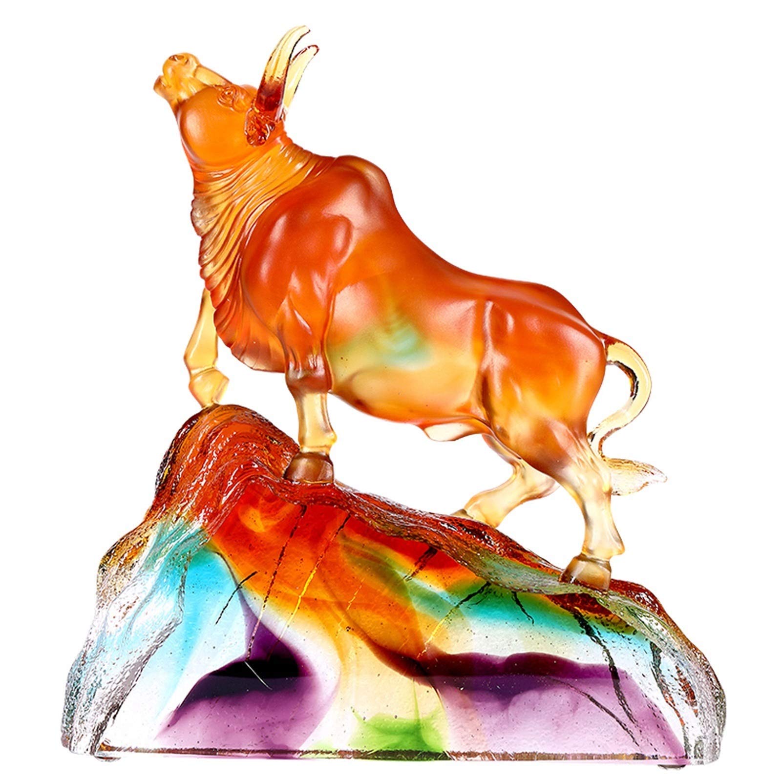 SBCGFY Sculpture Accent Bull Figurine Chinese Zodiac Bull,Home Feng Shui Decor,Bull Sculpture As Metaphorical Bull Market Figurine For Financial Investors Money Managers Tabletop Statue