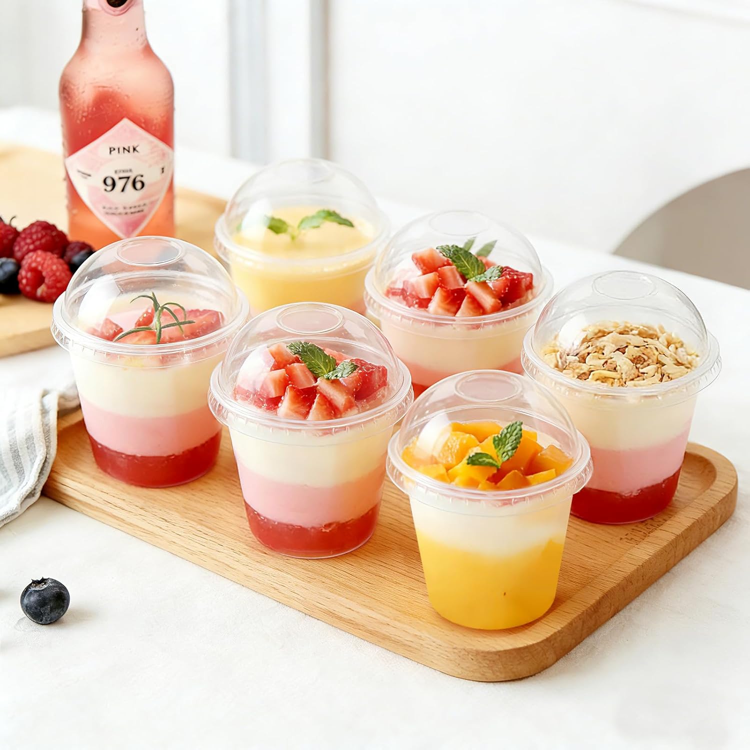 200 Pack 9 oz Clear Plastic Cups with Lids, Parfait Cups with Dome Lids No Hole, Disposable Dessert Cup, Putting Cup for Cold Drink, Ice Cream, Fruit, Salad - Image 3