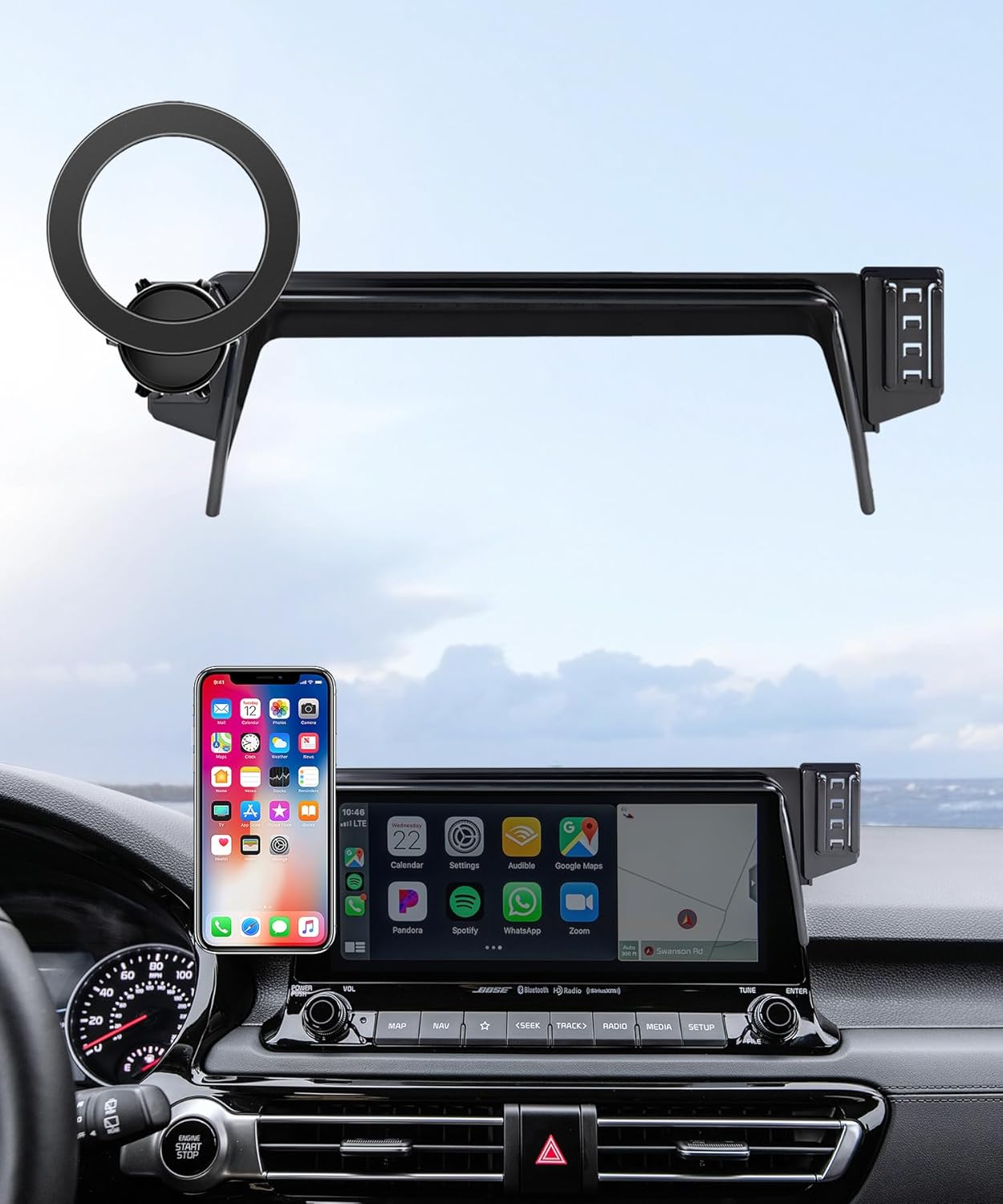 Car Phone Holder for 2021-2023 Kia Seltos Accessories 8/10.25-Inch Screen Fixed Clip, 360° Rotation Phone Mount Compatible with MagSafe, Cell Phone Holder Does Not Affect Air Vent