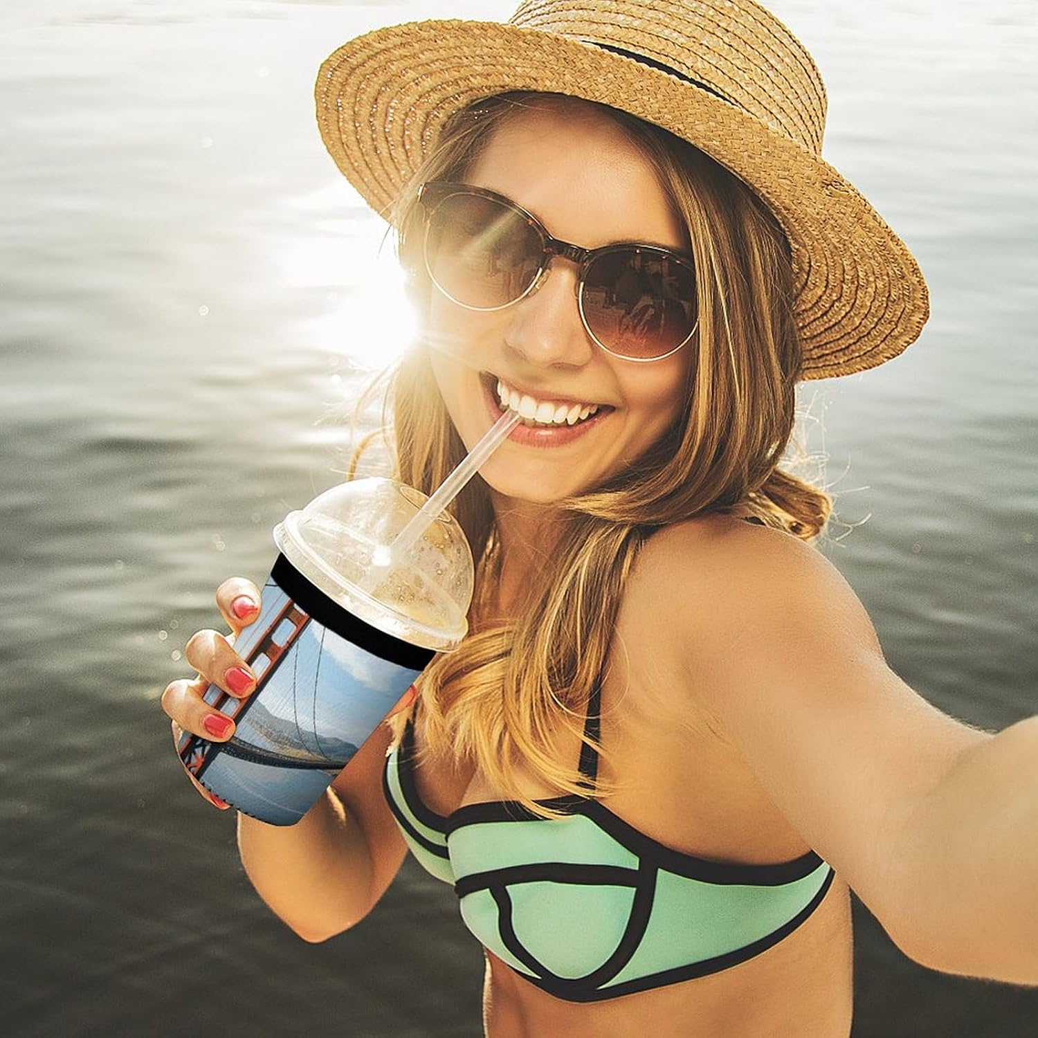 3 Pack Neoprene Cup Sleeves, Stretchy Reusable Drink Cup Cover Universal
