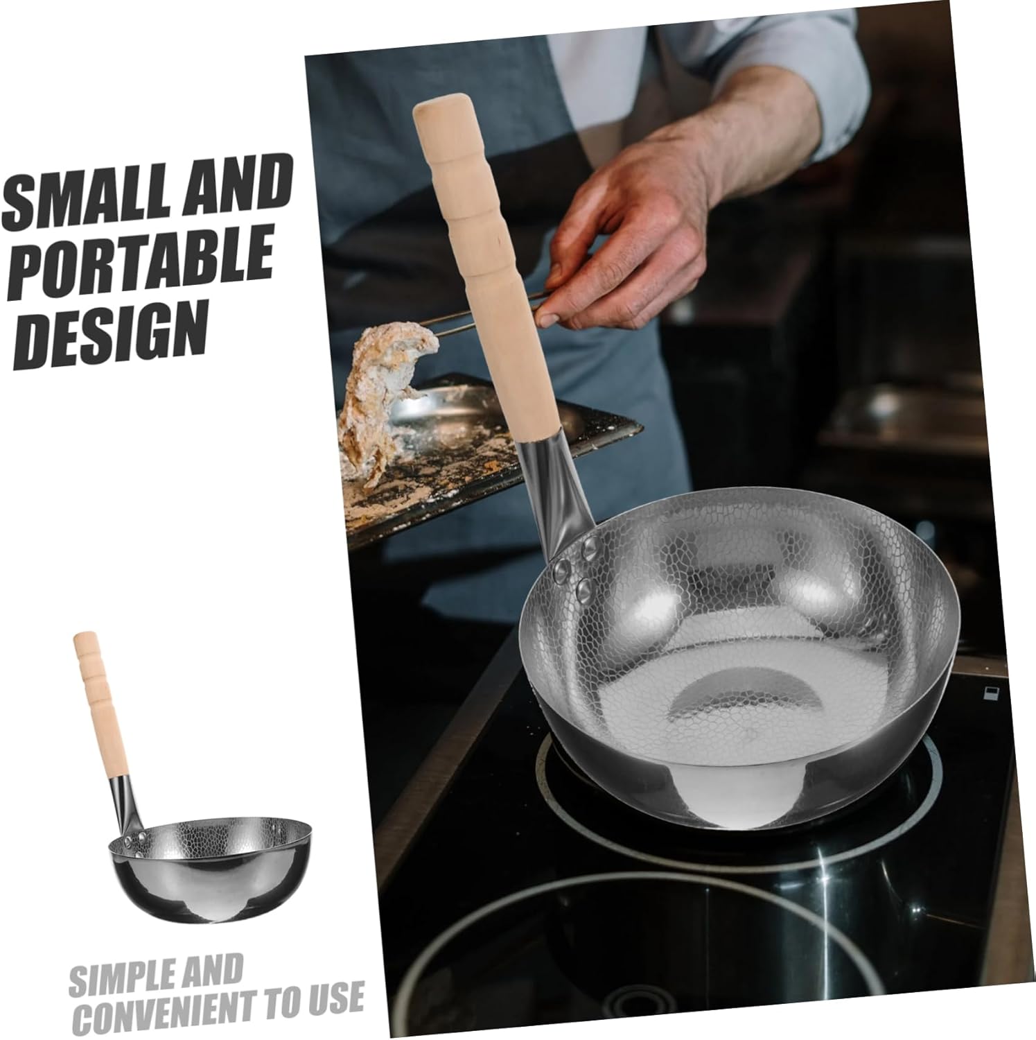 VOSAREA Stainless Steel Hammered Rice Noodle Pot Small Pot Korean Noodles Cooker