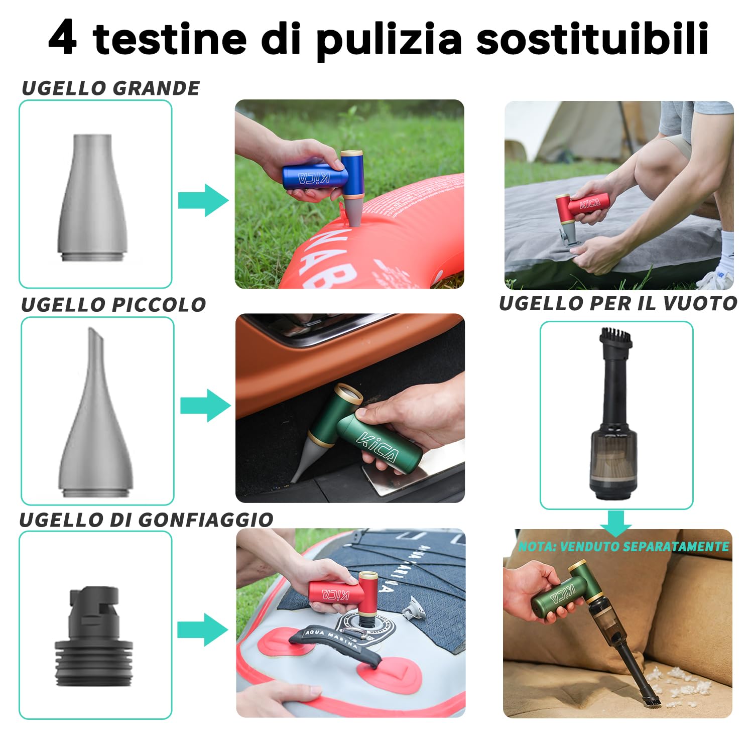 Kica JetFan 2S Aria Compressa Elettrico Air Duster,Spray Aria compressa da 117000RPM con Batteria da 1100mAh,Mini Soffiatore a Velocità Libera, per Tastiera,Pulizia PC,Pulizia della Casa,Verde