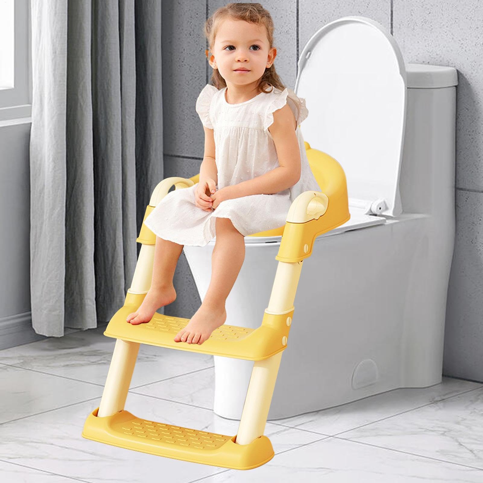 Scaletta per WC, vasino, seduta in vasino – vasino pieghevole per bambini – accessori per servizi igienici, scala ergonomica con sgabello per ragazze | Portatile Per Bambine e Bambini Forniture Addestramento Vasino Confortevole per Piccoli Bagno WC Cartoo
