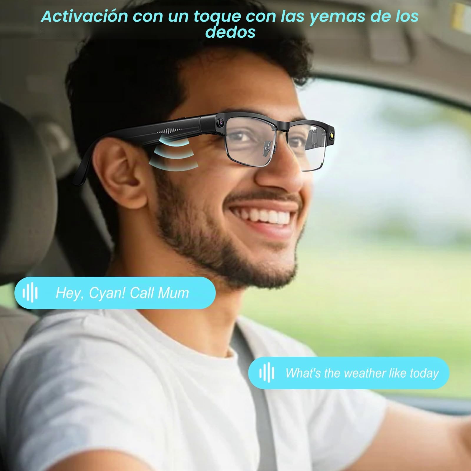 AI Smart Glasses Cámara 4K HD, 800 W, cámara antivibración, gafas con grabación de vídeo, micrófonos duales con cancelación de ruido, transmisión simultánea, integración ChatGPT (lentes fotocromáticas