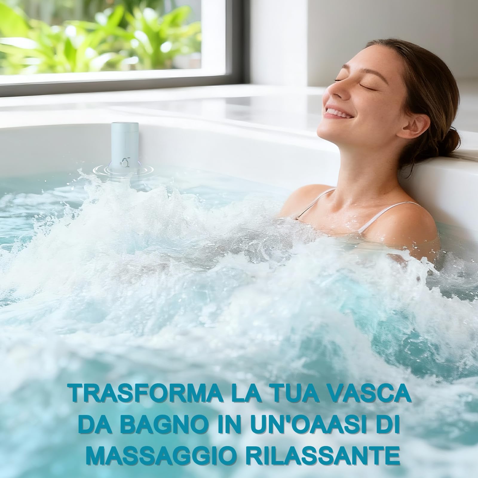 Getto Spa per Vasca da Bagno Fornisce Un'intensità di Massaggio di 65 kPa, 2 Modalità - Bolle e Getto Ricaricabile e Portatile senza Fili con Velocità Regolabile, Regalo per Donne (Blu)