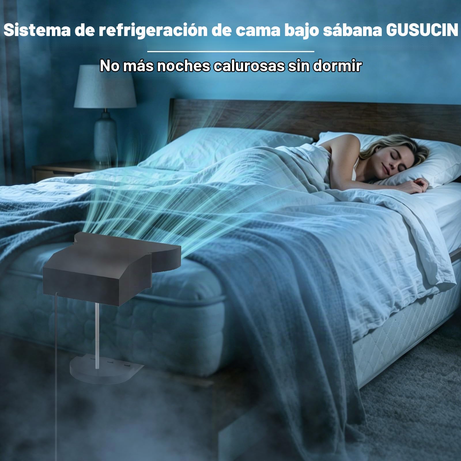 Sistema de refrigeración para sábanas con velocidad de ventilador ajustable, ventilador de enfriamiento para aliviar el sudor nocturno para dormitorio, ventilador de enfriamiento de cama para