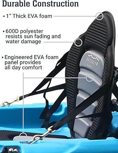 Miniatura 2 de BKC Brooklyn Kayak Company - Asiento y respaldo acolchado de espuma viscoelástica universal para kayak y pesca UH-PS223 con correas ajustables para