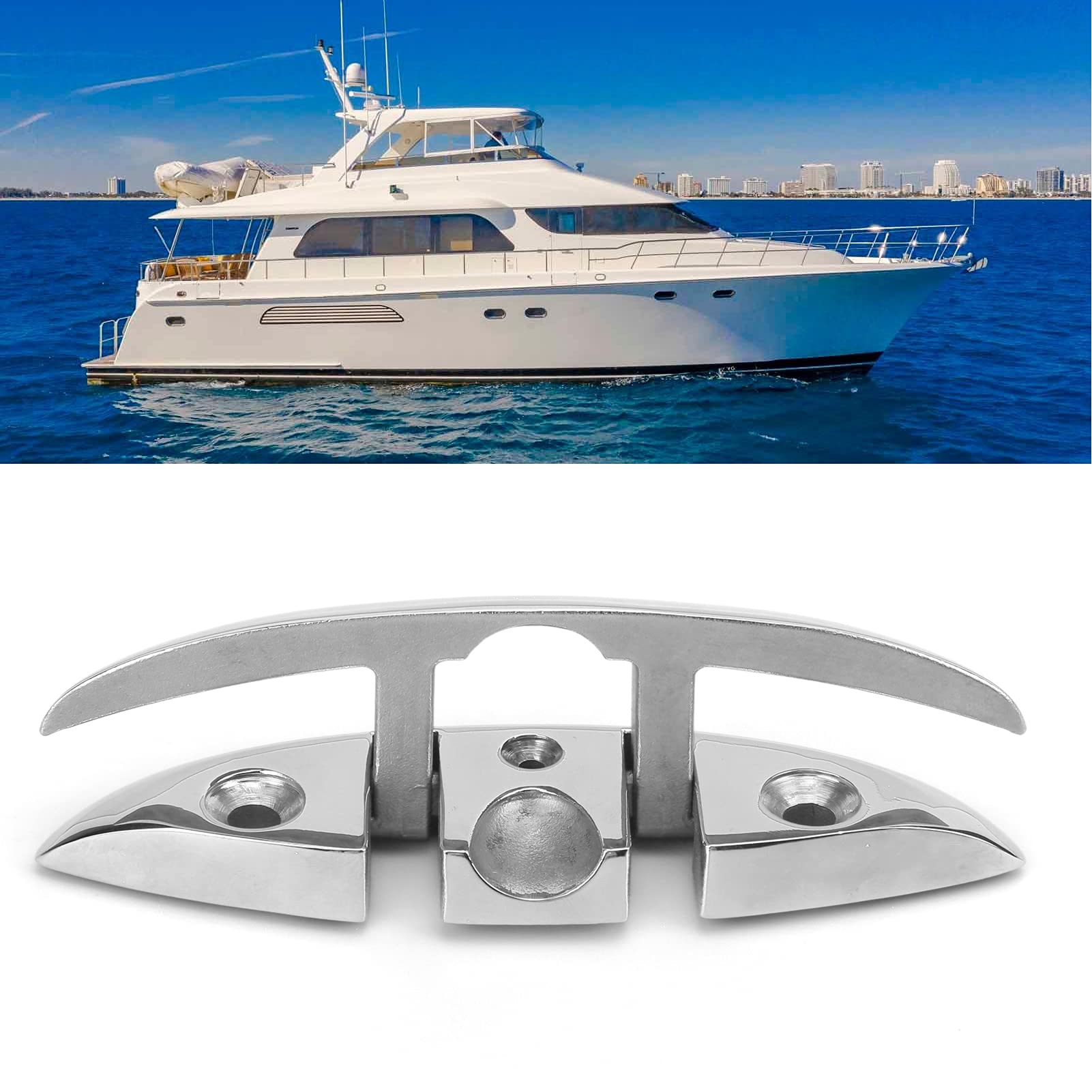 TANIQIACA Rope Cleat Folding Cleats Marine Grade Rope Cleat Flip Up Dock Cleat 316 Stainless Steel - Hand - Polished, Ideal for Yachts, Speedboats, Fishing Boats