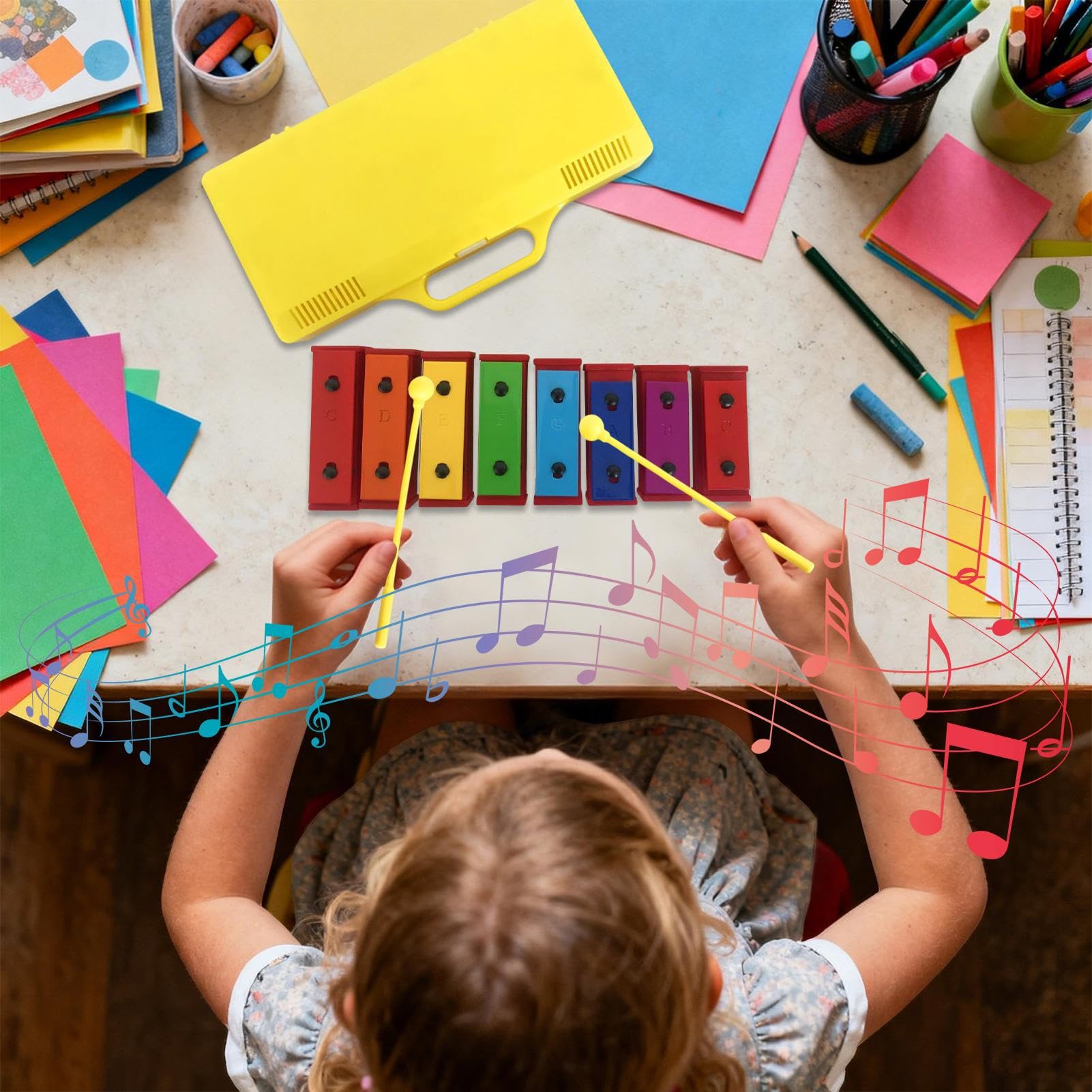 Xilófono colorido, musical de 8 notas, instrumento afinado con mazos, ayuda educativa para la enseñanza, práctica en el aula preescolar, rendimiento en viajes a casa, regalo de cumpleaños y va