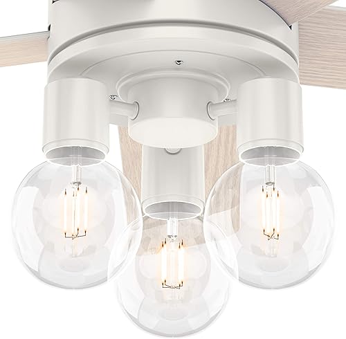 Hunter 52 inch Contemporary Fresh White Indoor Ceiling Fan with Light Kit and Remote Control - Thumbnail 5