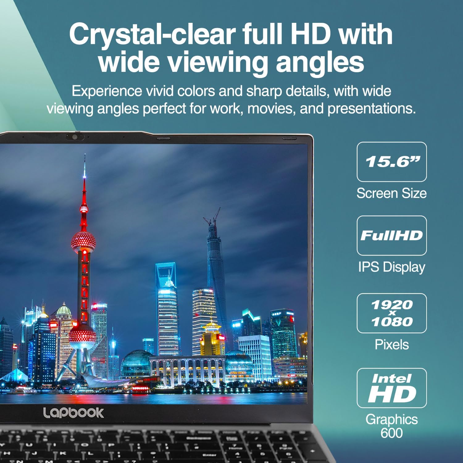 Lapbook 15.6" Full HD Windows 11 Laptop (2026) - Built in USA, 15th Gen CPU, 8GB RAM, Expandable M.2 Storage up to 2TB, WiFi 5, Privacy Webcam