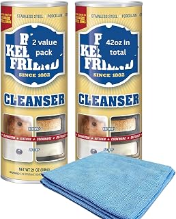 Bar-Key-peer’s-Friend Cleanser and Polish Powder 21 oz (2 Pack) Multipurpose Cleaner, Rust Stain Remover + microfiber cleaning cloths