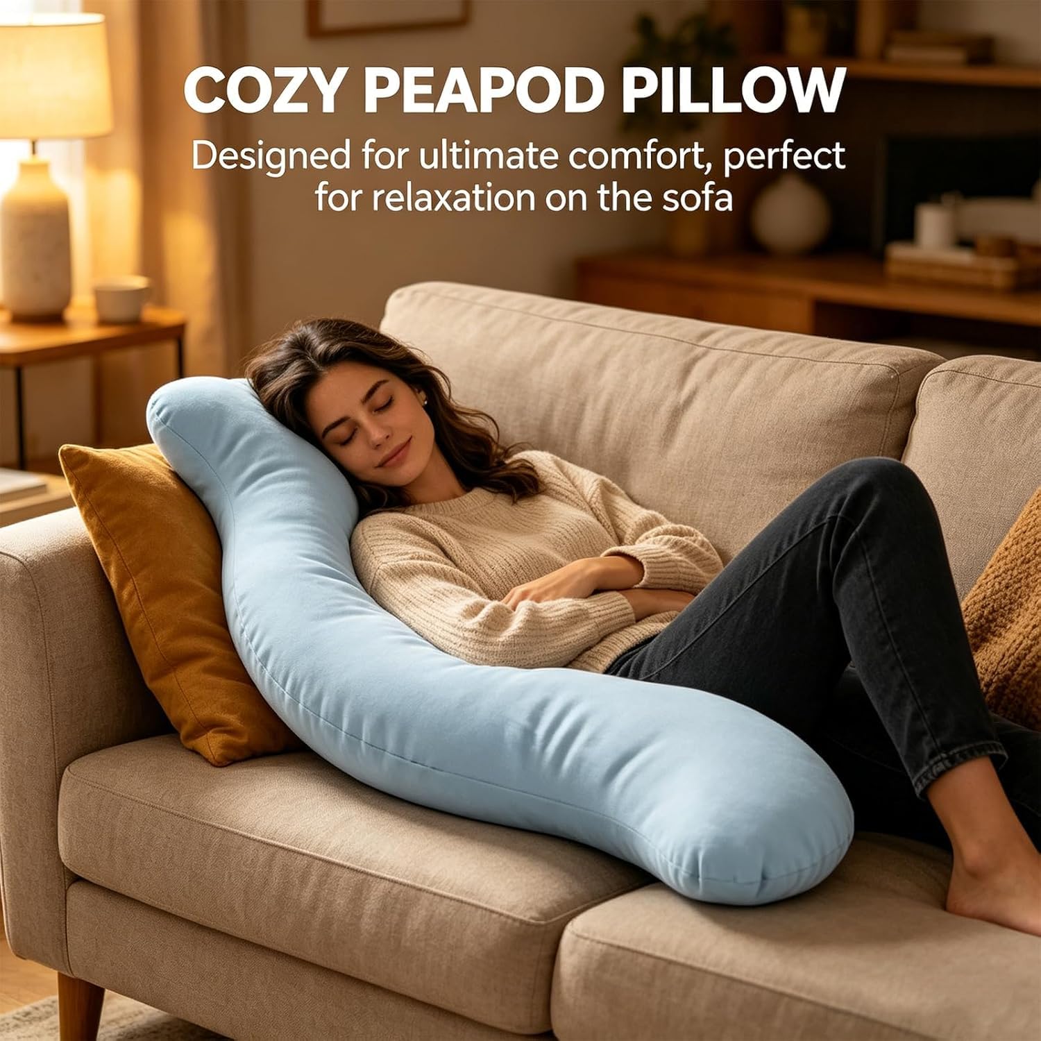Ergonomisches Körperkissen aus Memory-Schaum, kühlendes Stützkissen für Seitenschläfer, waschbarer Bezug, Ganzkörperstütze für Erwachsene, ideal für Schlafzimmer und Sofa