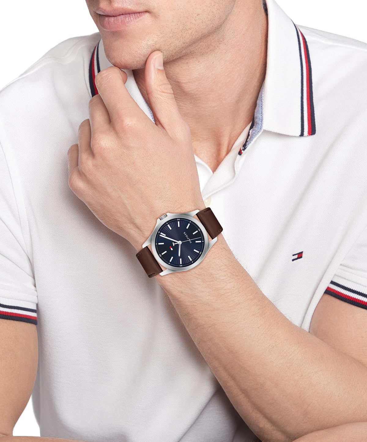 Tommy Hilfiger Orologio con Movimento al Quarzo a Tre Lancette da Uomo con Cinturino in Acciaio Inossidabile o in Pelle