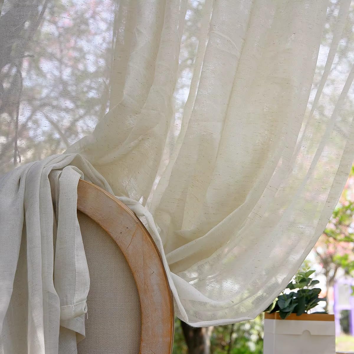 RunFar shop Boho Gordijnen set van 2 Beige Vintage Franse Retro