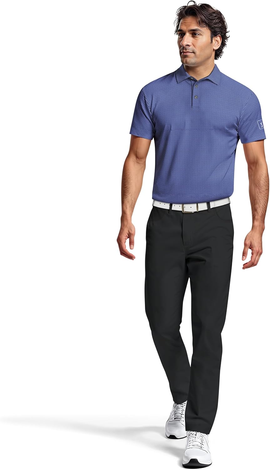 PGA Tour Mens Short Sleeve Golf Polo with Geo Print and Moisture Wicking Fabric - Image 4