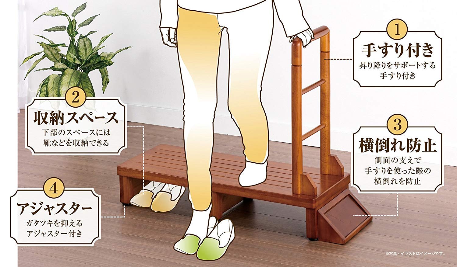 Amazon｜武田コーポレーション 上り下り楽々! 手すり付き 玄関台 90