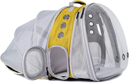 Miniatura 47 de Mochila polarizada doble expandible para gatos, adecuada para mascotas de hasta 20 libras, cápsula espacial expandible delantera y trasera