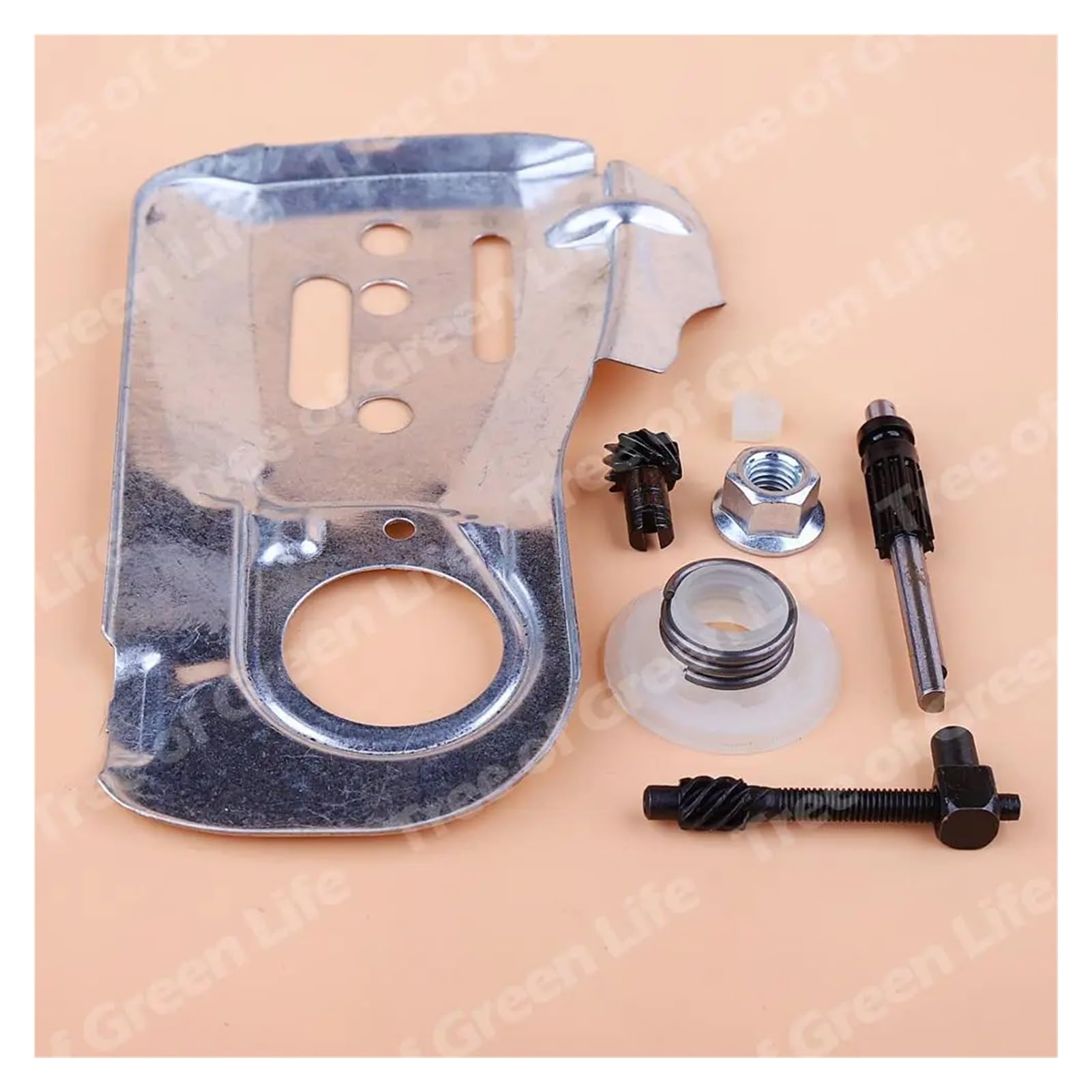 Placa de Barra guía de Cadena for Motosierra 445 450 445E 450E, ajustador de Engranaje helicoidal, Kit de Tuerca tensora 544094001