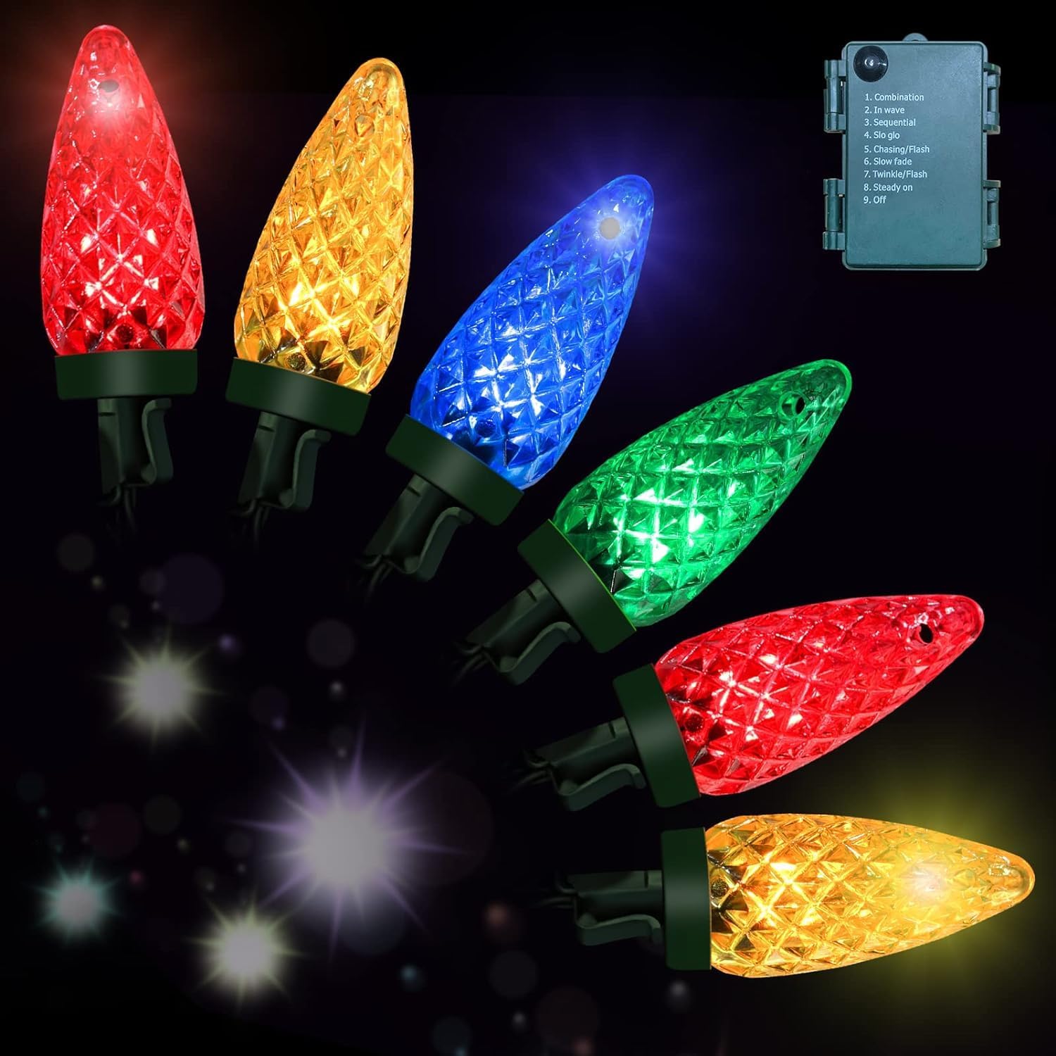 Anycosy Christmas Lights C6, 32.8 Ft 100 LEDs Strawberry Battery Operated Strings Lights 8 Modes & Timer for Xmas Tree Garland Garden Patio Indoor Outdoor Christmas Decorations