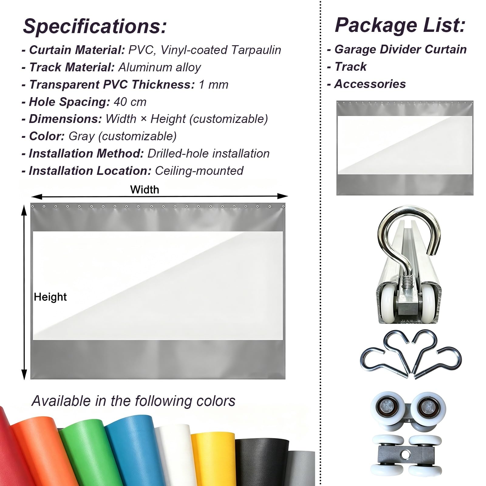 Telo PVC Trasparente Tenda di Separazione Industriale Trasparente Garage | Tende da Garage Antispruzzo per Cabina Verniciatura, Tende Impermeabili in PVC per Area Lavaggio(W5xH2.7m/16.4x8.9ft)